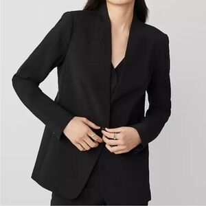 Ann Taylor Long Collarless Blazer in Fluid Crepe